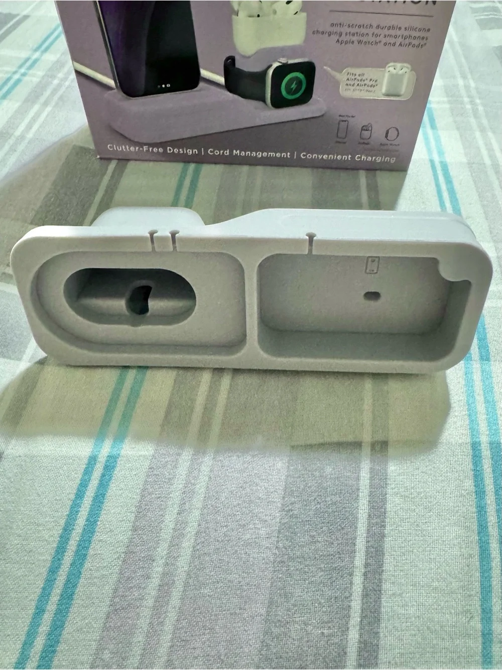 RealSimple Gray Silicone 3-in-1 Charging Station for Phone, Watch & Earbuds